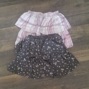 OshKosh B'gosh Pink Plaid and Brown Floral Skirts